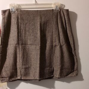 Classic Brown Herringbone Skirt